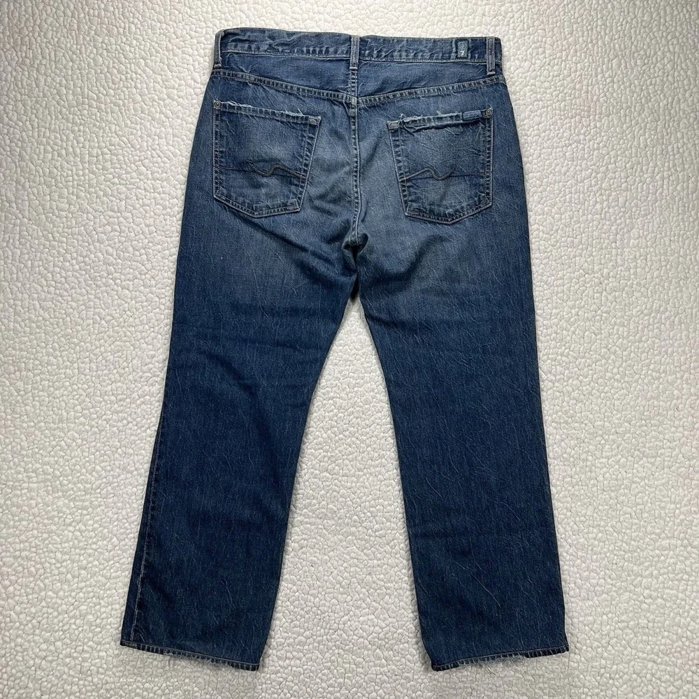 7 For All Mankind Carsen Jeans Men's 34 (Actual 36x28) Blue Straight USA Grunge‎